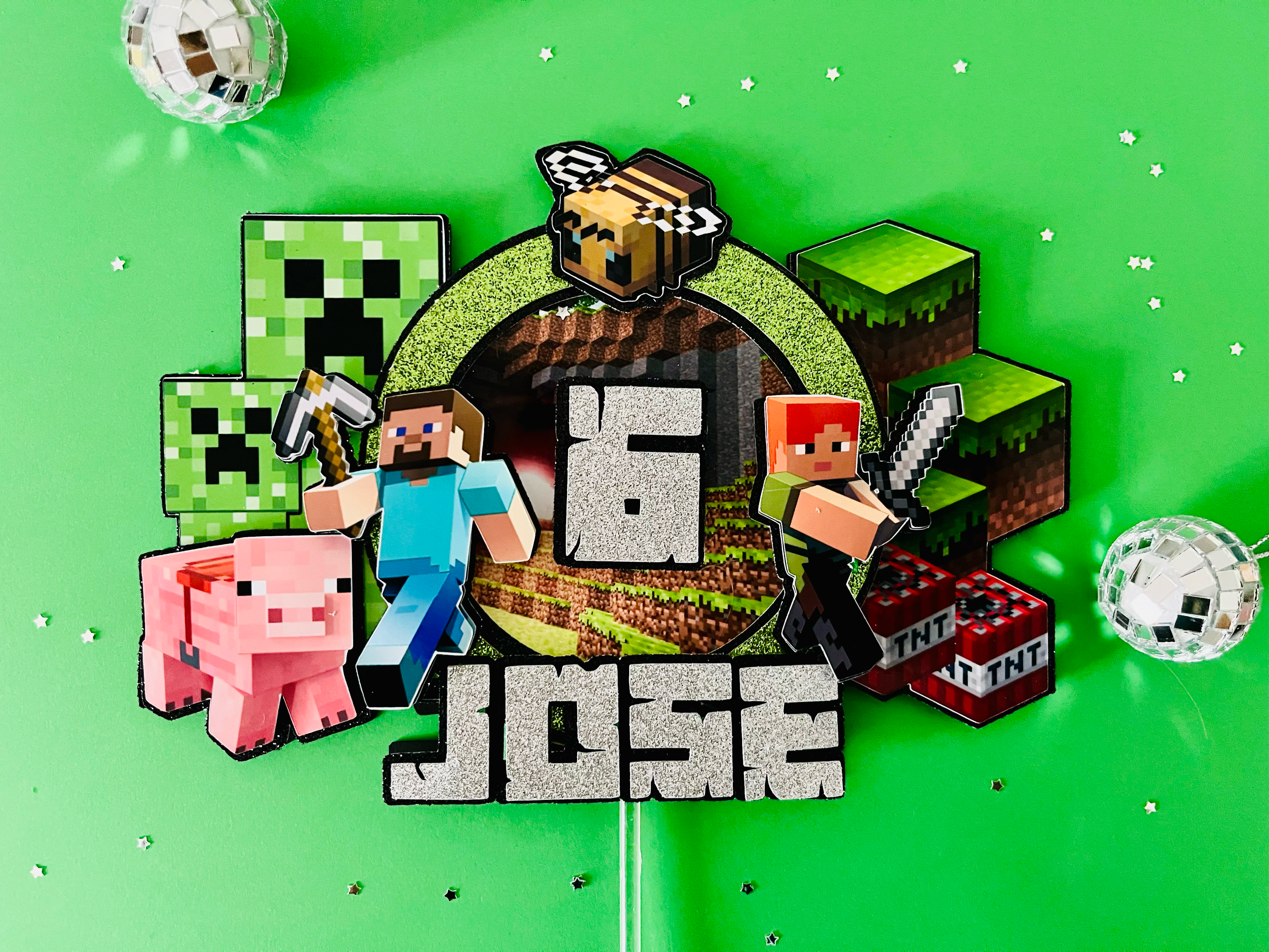 World of Mine-craft Cake Topper