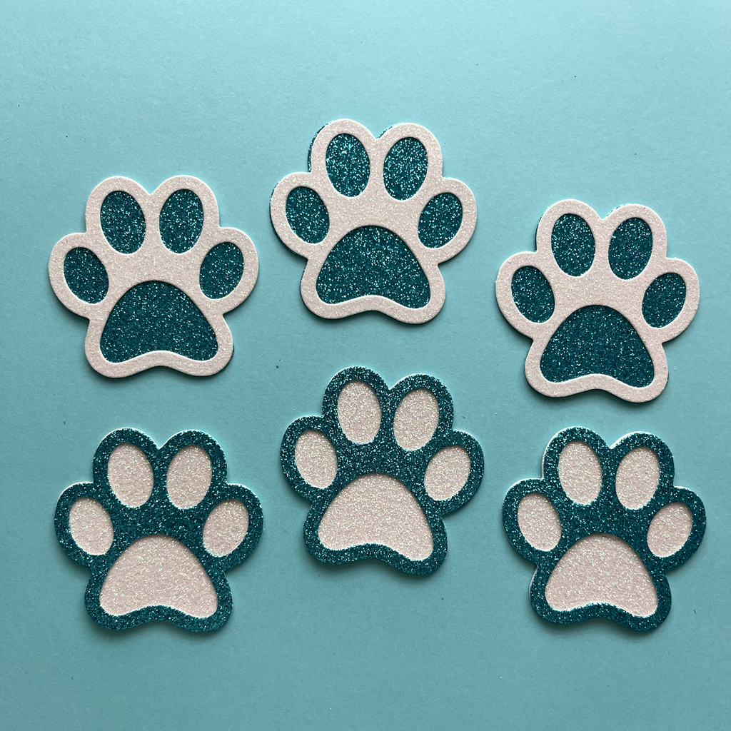 Glitter Paw Print Decorations