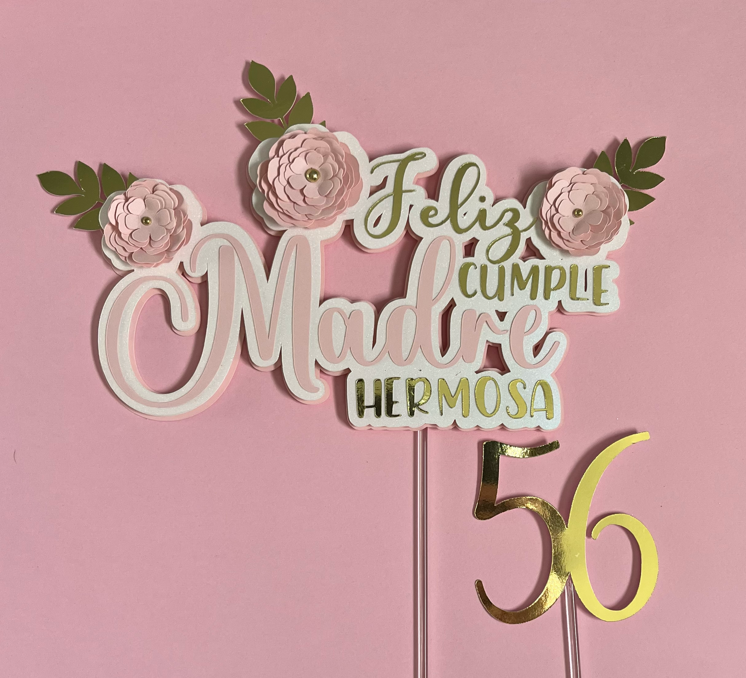 Spanish Mom Birthday Cake Topper | Floral Mother | English Version Available