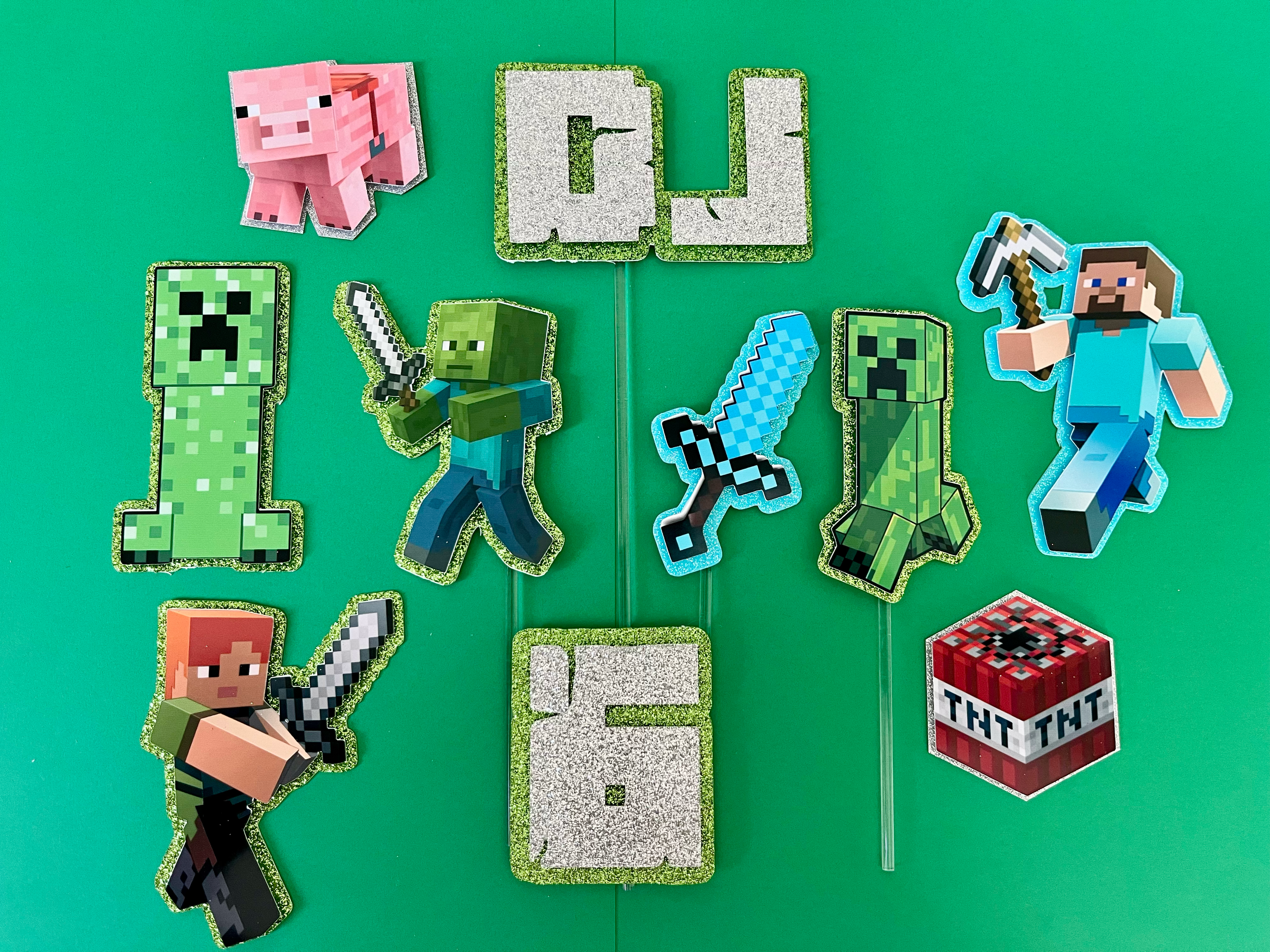 World of Mine-Craft Cake Topper Set