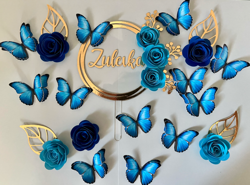 Butterfly & Roses Cake Topper Set