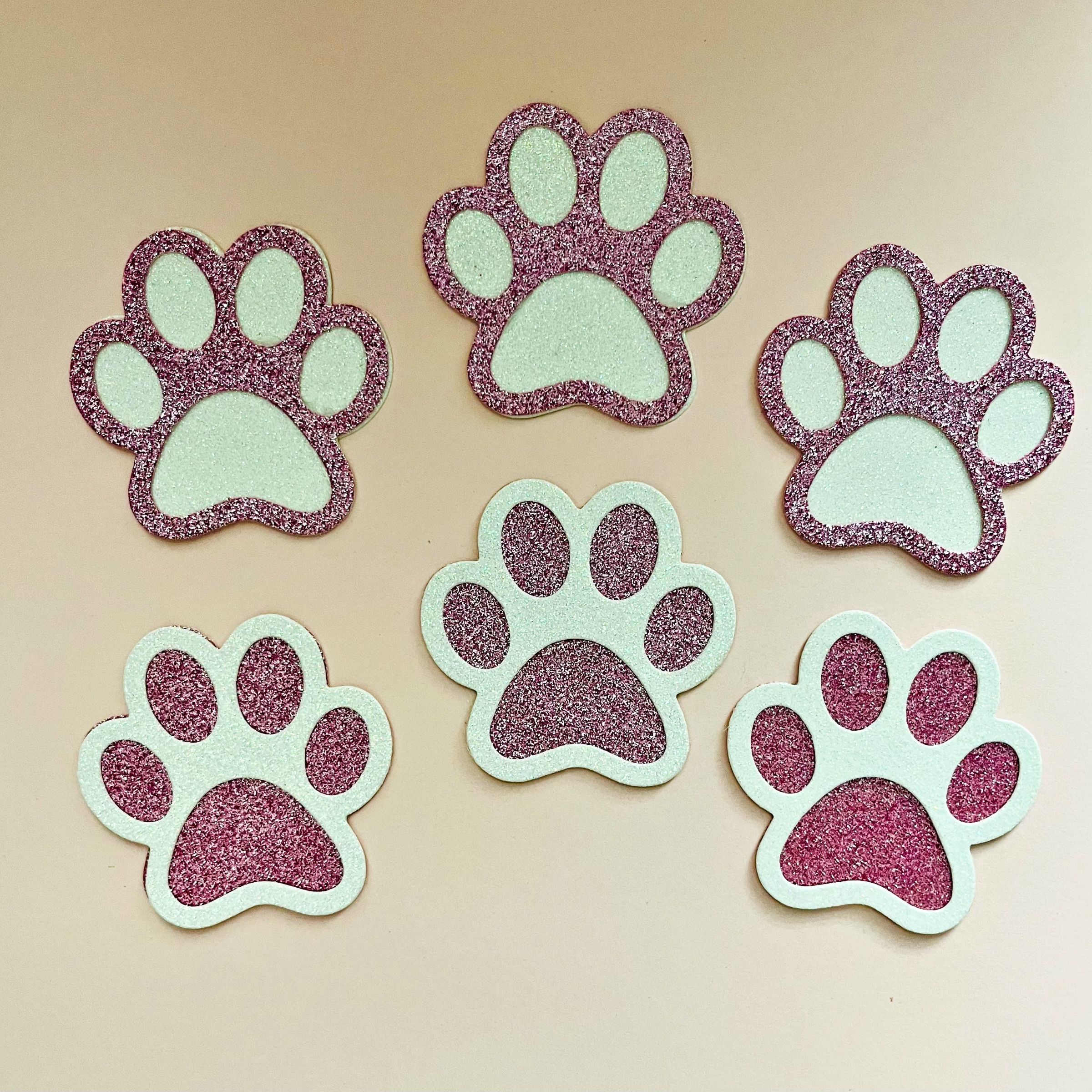 Glitter Paw Print Decorations