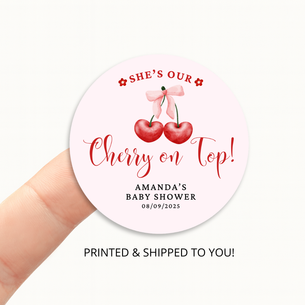 Cherry on Top Baby Shower Stickers
