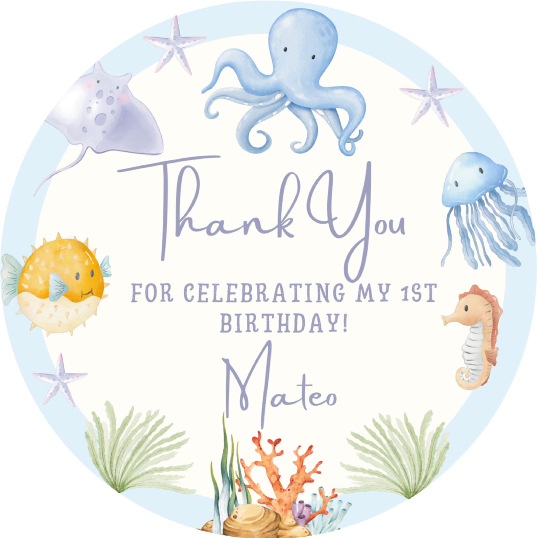 Under the Sea Birthday Stickers