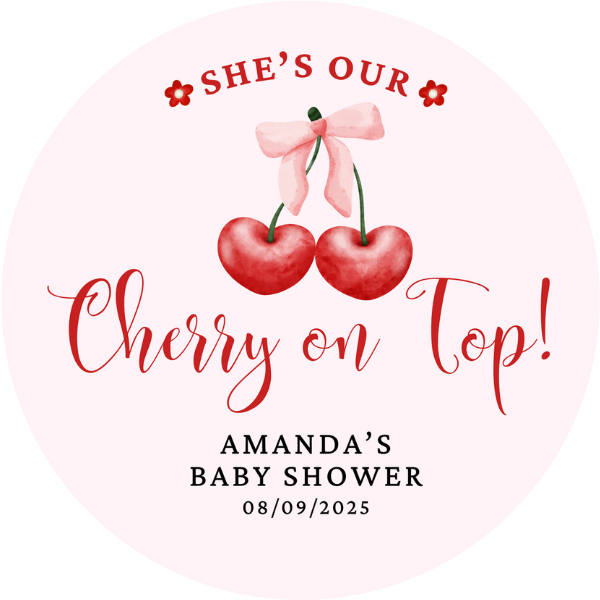 Cherry on Top Baby Shower Stickers